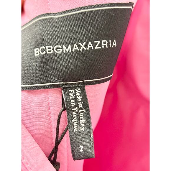NWT BCBGMaxAzria Alba Strapless Asymmetric Hi-Low Dress Fuchsia Pink Women's 2 - Picture 5 of 6
